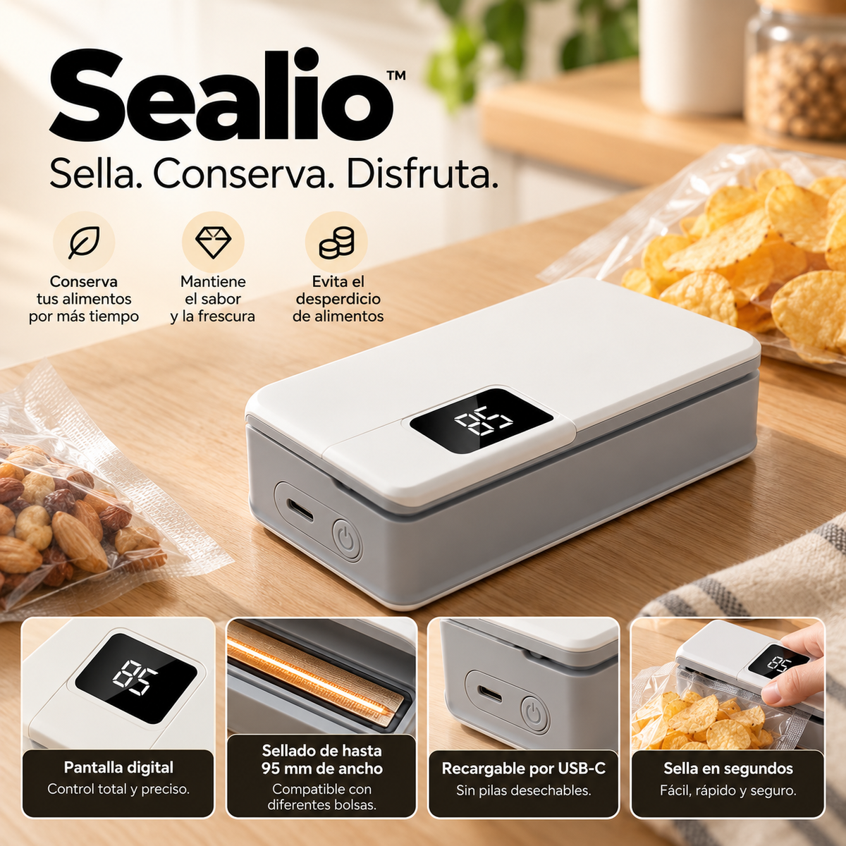 Sealio™ | Sellador de Bolsas Portátil